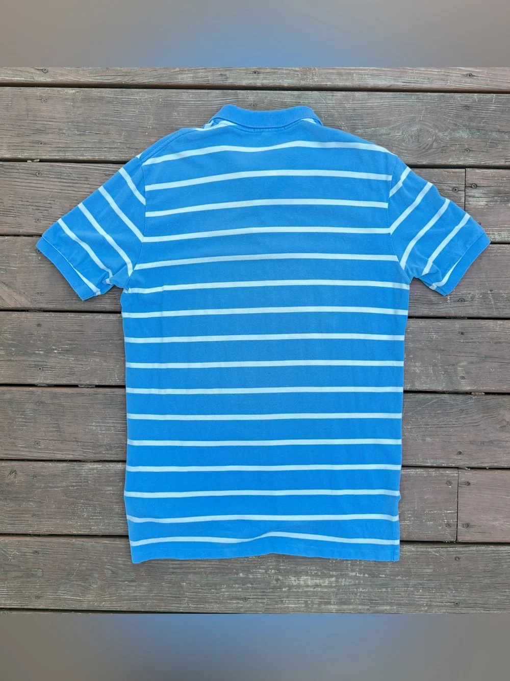 Polo Ralph Lauren Classic Men’s L Blue Striped Polo Shirt Cotton Short Sleeve